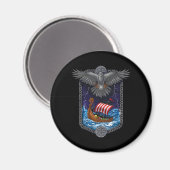 Nordic Viking Ship Raven Magneet (Voorkant / Achterkant)