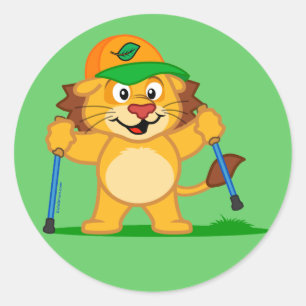 Nordic Walking Lion Ronde Sticker