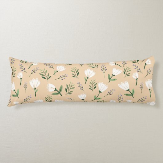 Nordic white Floral Lichaamskussen (Voorkant)
