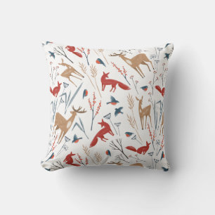 Nordic Winter Forest Animals en Berries Pattern Kussen