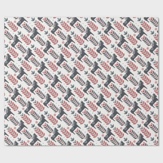 Nordic Winter Horses Pattern Wrapping Paper Cadeaupapier (Vlak)