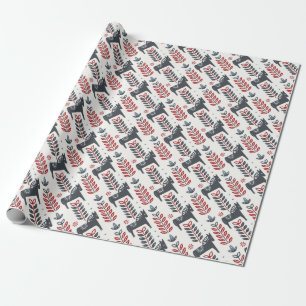 Nordic Winter Horses Pattern Wrapping Paper Cadeaupapier