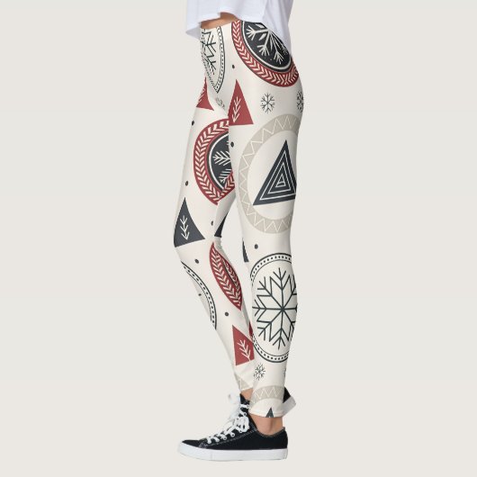 Nordic Winter Leggings – Scandinavian Geometric (Gauche)