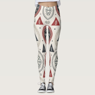 Nordic Winter Leggings – Scandinavian Geometric 