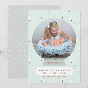 Nordic Winter New Baby Eerste Kerstmis Snowglobe Feestdagenkaart