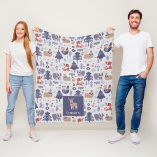 Nordic Winter Scandinavian Pattern Personalized Fleece Deken