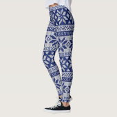 Nordic Winter Snowflake Knit Pattern Blue Leggings (Links)