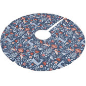 Nordic Woodland Animals Blue Pattern Kerstboom Rok (Gekanteld)