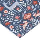 Nordic Woodland Animals Blue Pattern Korte Tafelloper (Hoek)