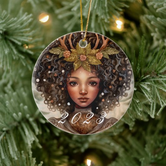 Nordic Yule Goddess Ornament met aangepaste jaar (Boom)