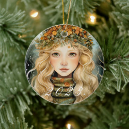 Nordic Yule Goddess Ornament met aangepaste jaar