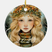 Nordic Yule Goddess Ornament met aangepaste jaar (Achterkant)