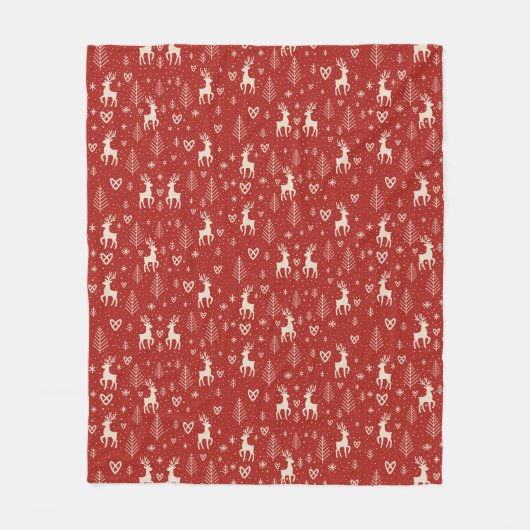 Nordic Yuletide Reindeer Fleece Deken (Voorkant)