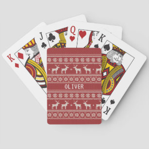 Nordisch rendier breipatroon gepersonaliseerd pokerkaarten