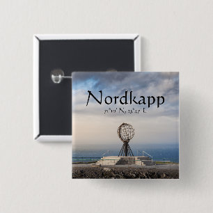 Nordkapp Noorwegen Vierkante Button 5,1 Cm