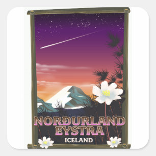 Norðurland eystra IJsland reisposter Vierkante Sticker