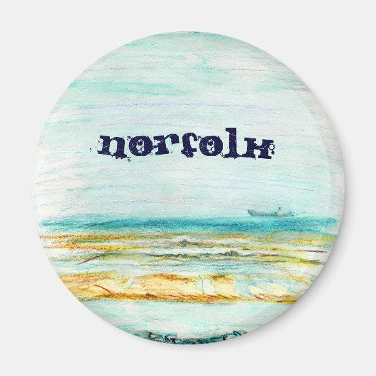 Norfolk aquarelle mer plage bateau art Magnet (Devant)