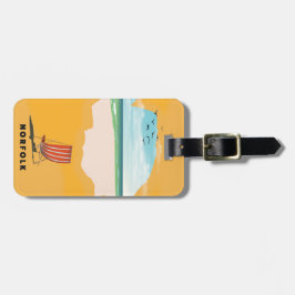 Norfolk Map geïllustreerde reisposter Bagagelabel