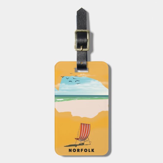 Norfolk Map geïllustreerde reisposter Bagagelabel (Voorkant verticaal)