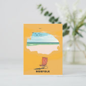 Norfolk Map geïllustreerde reisposter Briefkaart (Staand voorkant)