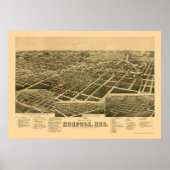 Norfolk, NE Panoramic Map - 1889 Poster (Voorkant)