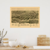 Norfolk, NE Panoramic Map - 1889 Poster (Keuken)