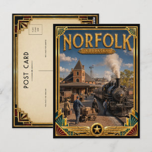 Norfolk Nebraska Vintage Art Deco Gouden Tijdperk Briefkaart