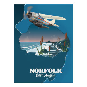 Norfolk Oost-Engeland kaart Perfect Poster