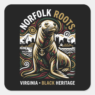 Norfolk Roots Sea Lion African American Maritime  Vierkante Sticker