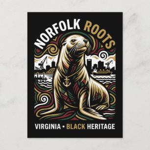 Norfolk Roots Zeeleeuw Afro-Amerikaanse Maritieme Briefkaart