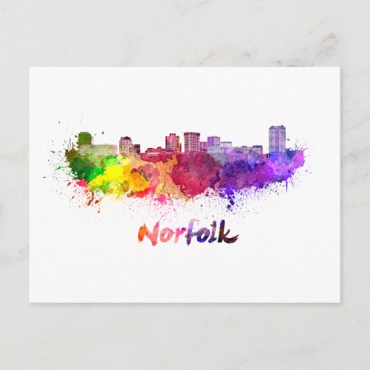 Norfolk skyline in waterverf briefkaart (Voorkant)