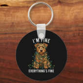 Norfolk Terrier Christmas I'm Fine Everything Is F Sleutelhanger (Voorkant)