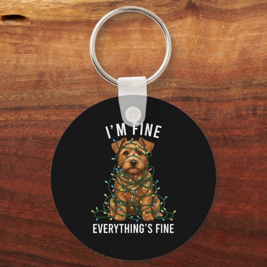 Norfolk Terrier Christmas I'm Fine Everything Is F Sleutelhanger (Voorkant)