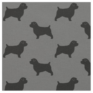 Norfolk Terrier Dog Silhouettes Grey and Black Stof