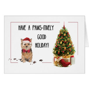 Norfolk Terrier Drôle chien de Noël avec arbre