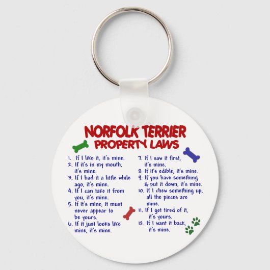 NORFOLK TERRIER Eigendomwetten 2 Sleutelhanger (Voorkant)