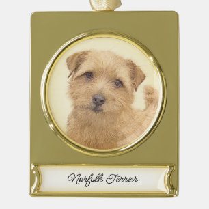 Norfolk Terrier Painting - Original Dog Art Gold P Verguld Banner Ornament