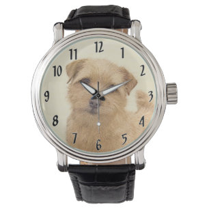 Norfolk Terrier Painting - Original Dog Art Horloge