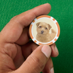 Norfolk Terrier Painting - Original Dog Art Poker Chips