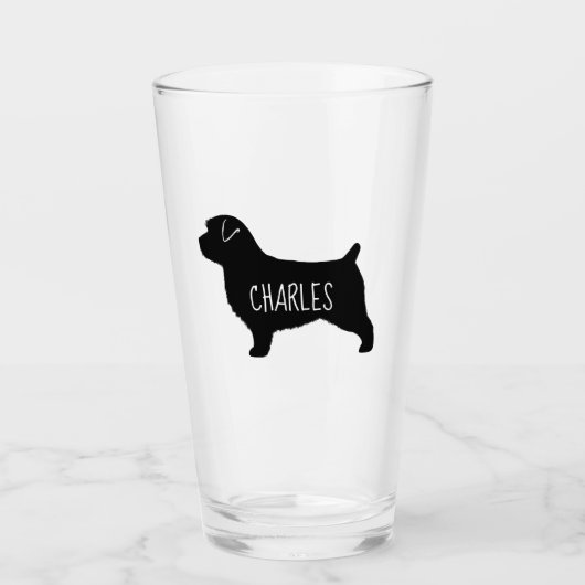 Norfolk Terrier Silhouette gepersonaliseerd Honden Glas (Voorkant)