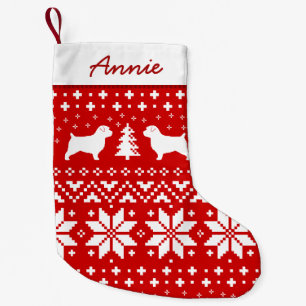 Norfolk Terrier Silhouetten Honden Vakantiepatroon Kleine Kerstsok
