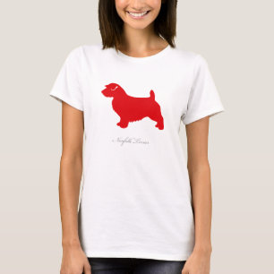 Norfolk Terrier T-shirt (rood silhouet)