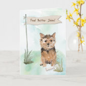 Norfolk Terrier voelt zich beter na Chirurgie met Kaart (Gele Bloem)