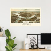 Norfolk, VA Panoramic Map - 1892 Poster (Thuiskantoor)