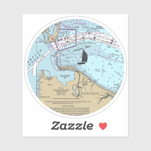 Norfolk Virginia Chart Sticker (Vel)