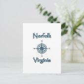 Norfolk Virginia Compass Roos Logo Briefkaart (Staand voorkant)