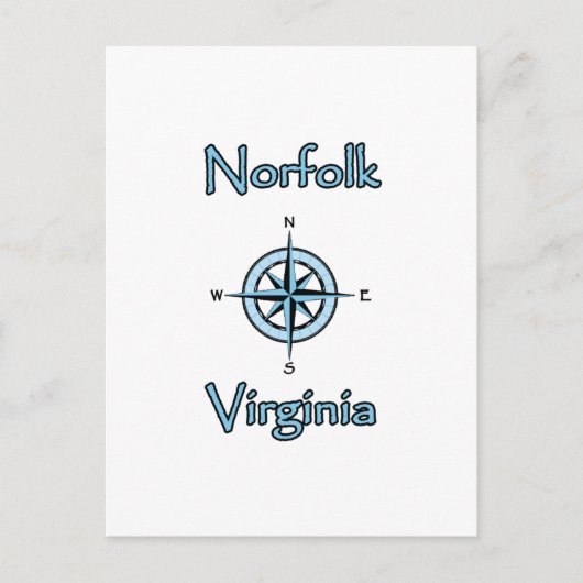 Norfolk Virginia Compass Roos Logo Briefkaart (Voorkant)