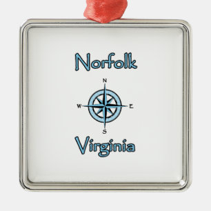 Norfolk Virginia Compass Roos Logo Metalen Ornament