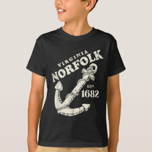Norfolk Virginia EST 1682 Antieke Sailboat Anker T-shirt
