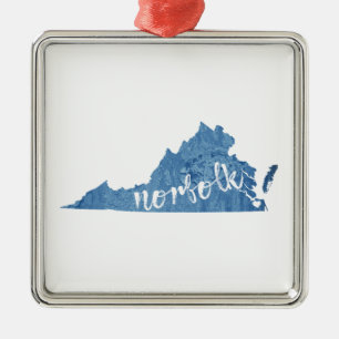 Norfolk Virginia Houtnerf Metalen Ornament